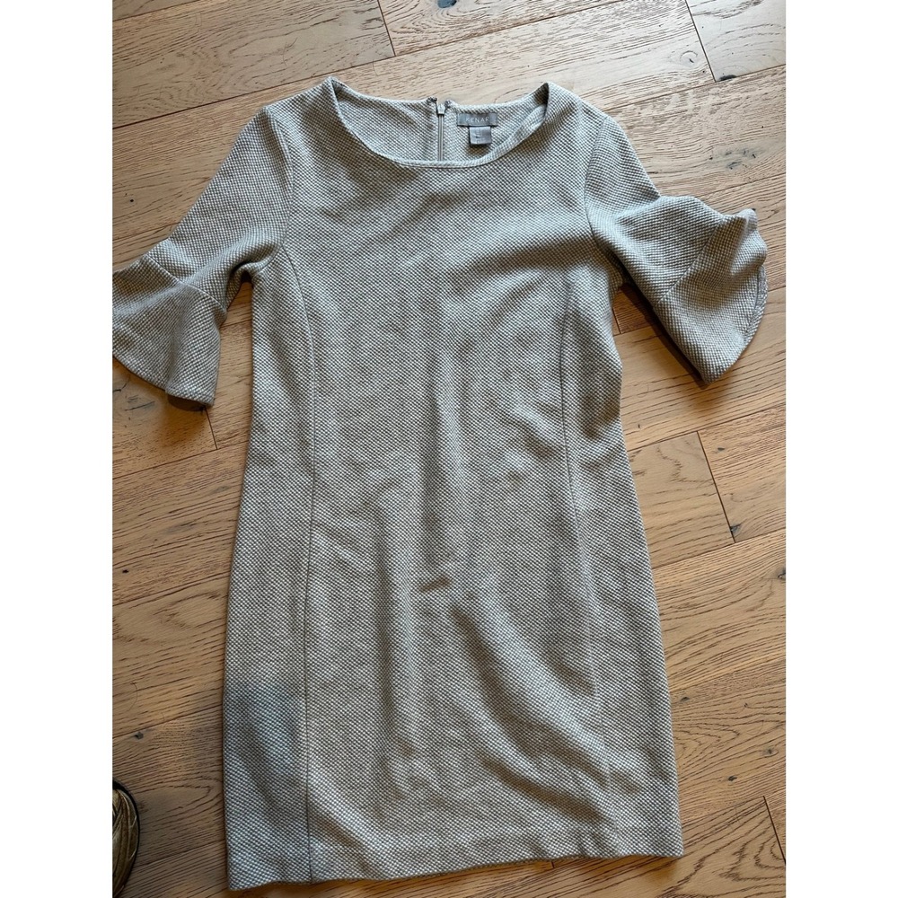 Kenar Womens Grey Textured Knit Bell Sleeve Shift Dress Size Small